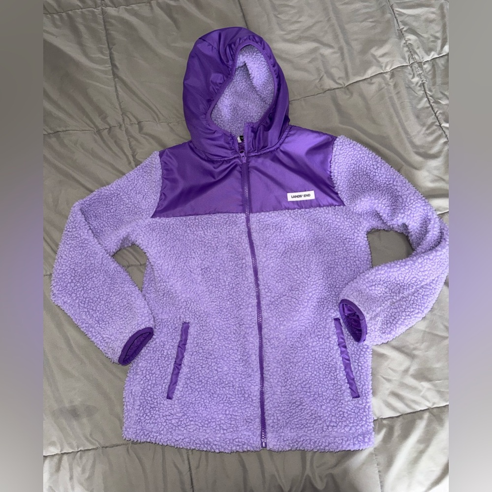 Lands' End kids 14/16 Lavender Fleece Jacket excellent